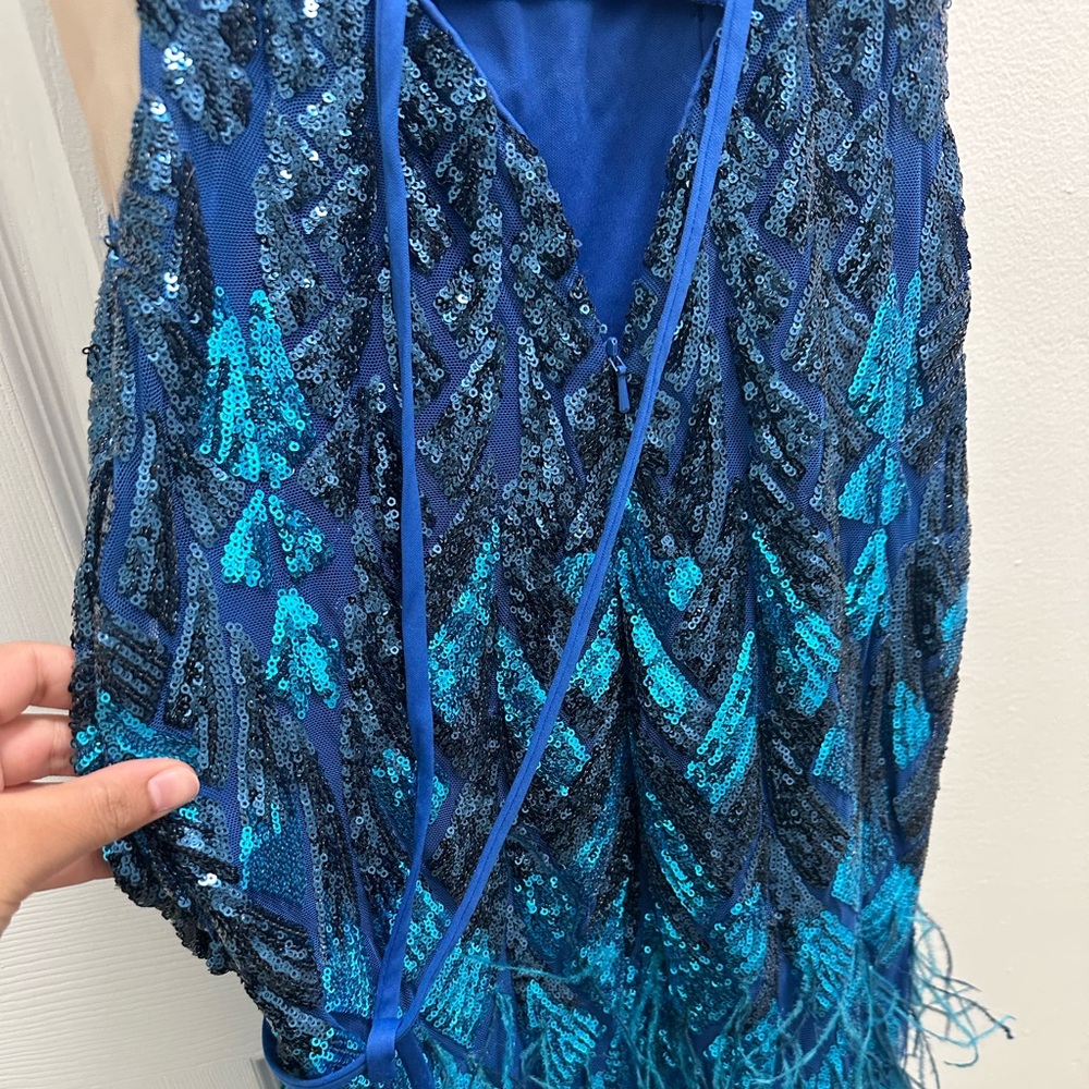 Jovani Blue Sequin Dress